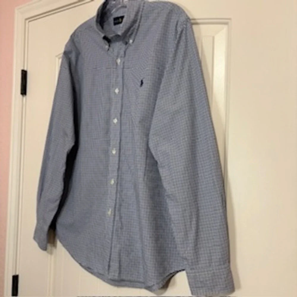 Ralph Lauren Men Blue Button Down Long‎ Sleeve Shirt Sz L Cotton Ivy League Prep